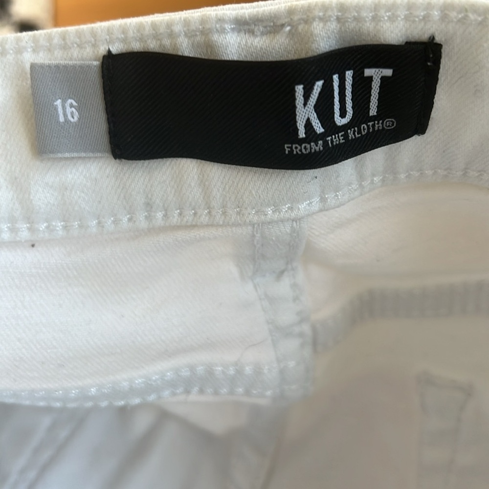 🕶️Kut from the Kloth Stella High Rise Fab Ab Flare Size 16 Optic White - Picture 3 of 9